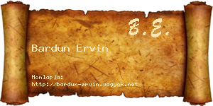 Bardun Ervin névjegykártya